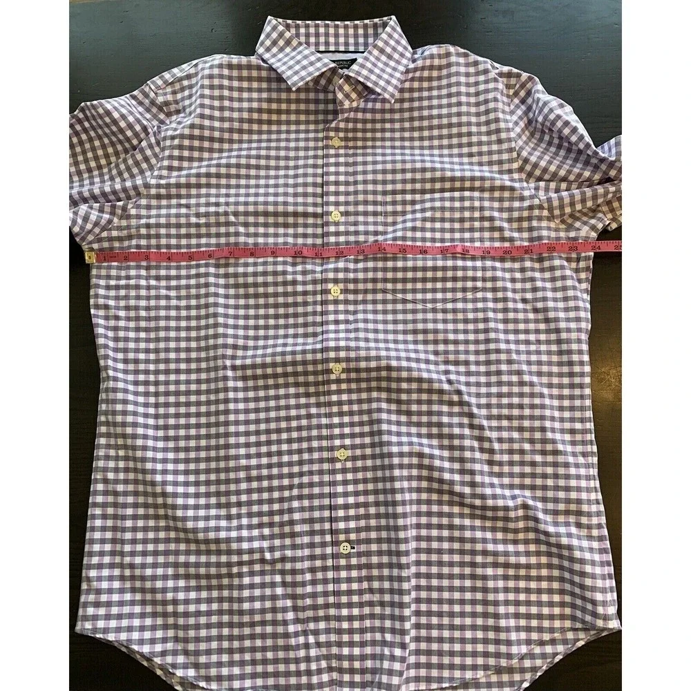 Banana Republic Shirt Mens Large Purple White Checks Preppy Easter Office Casual